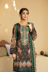 Grey Glory - Digital Printed And Embroidered Suvic Lawn