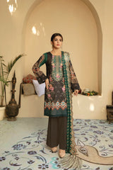 Grey Glory - Digital Printed And Embroidered Suvic Lawn