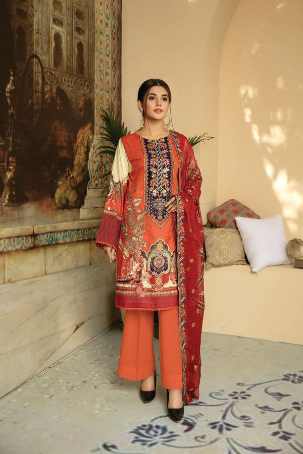 Orizin - Digital Printed And Embroidered Suvic Lawn