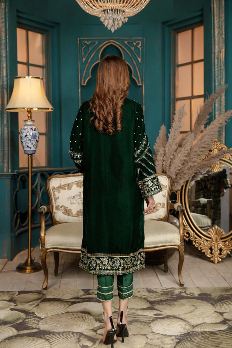 Forest Green - Stitched Embroidered Velvet 2PC