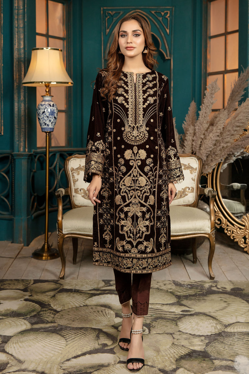 Chelin - Stitched Embroidered Velvet 2PC