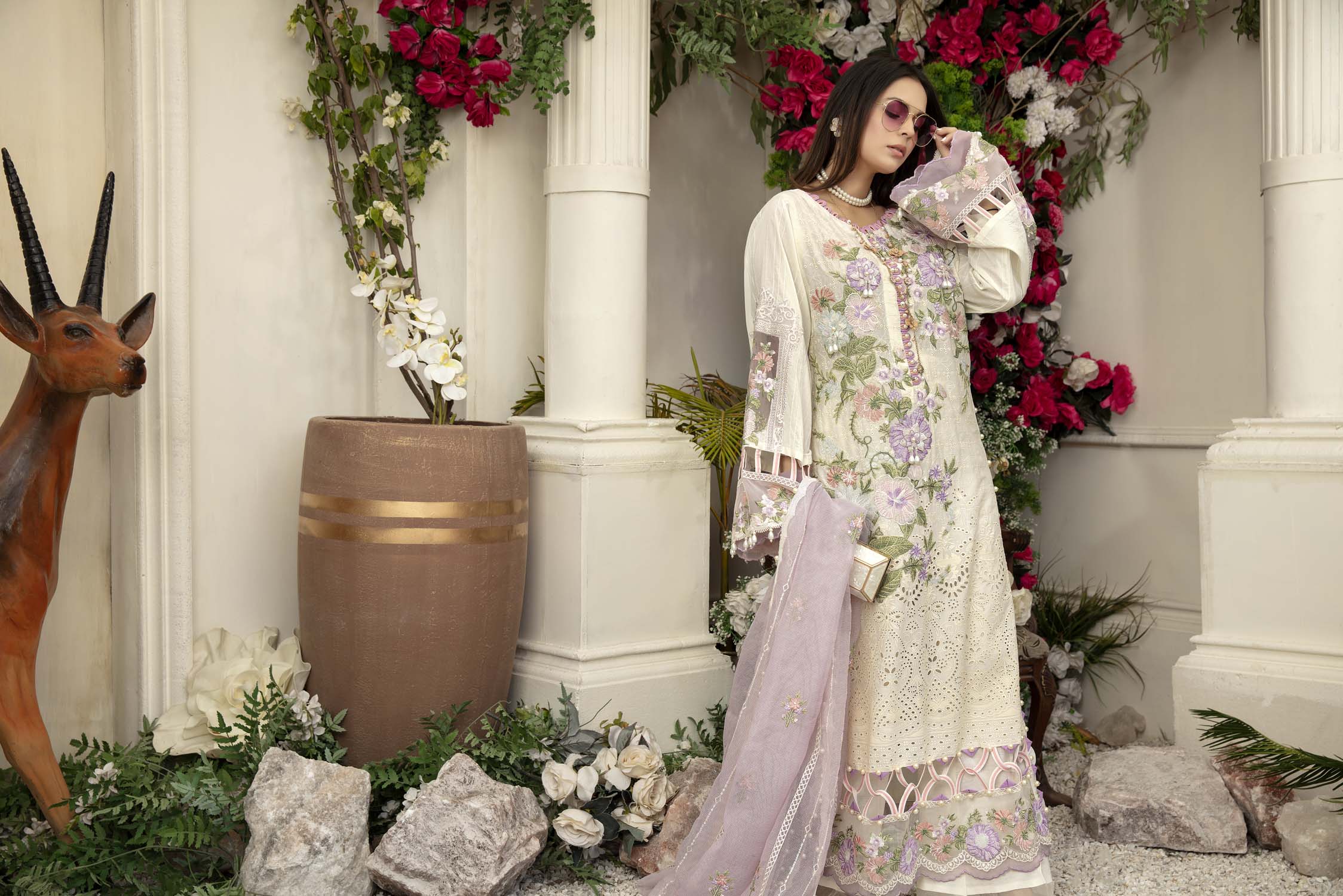Mintcream - Schiffli Embroidered Lawn (3PC)