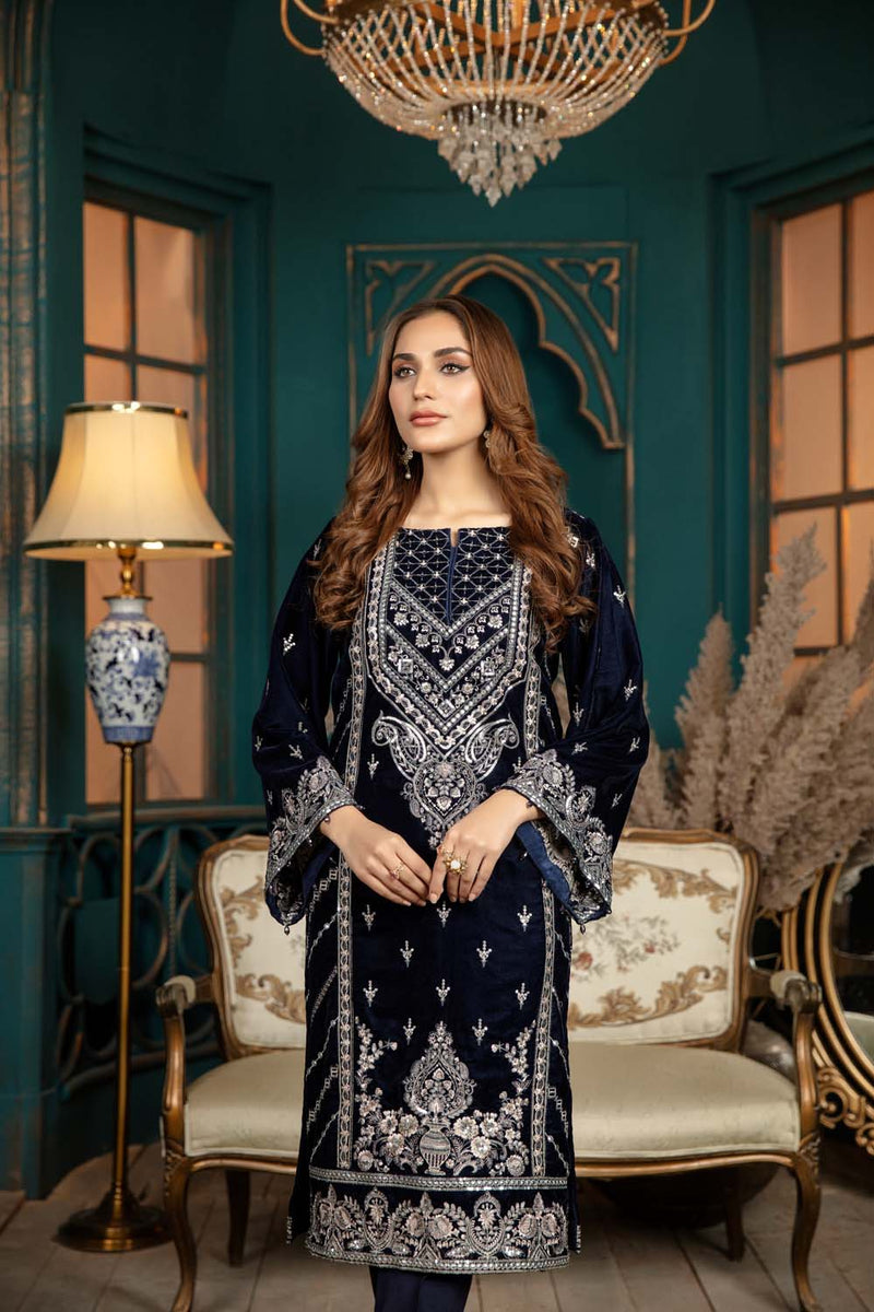 Veronica - Stitched Embroidered Velvet 2PC