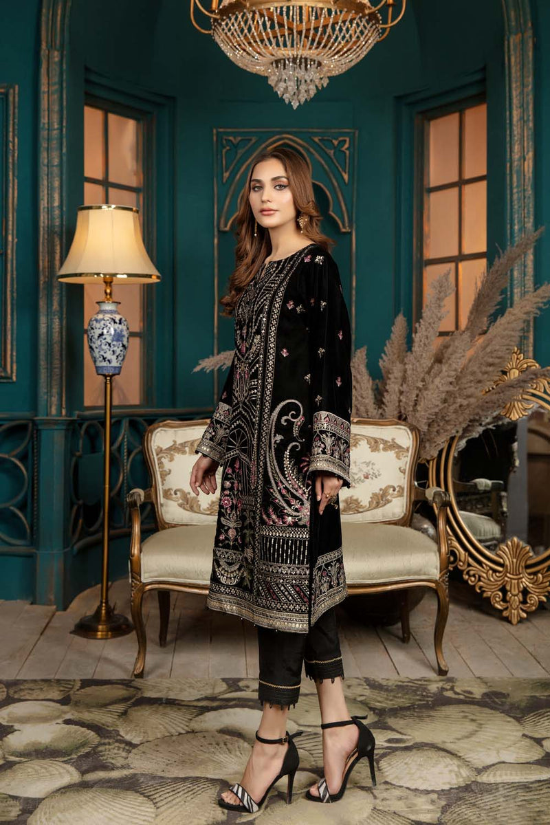 Piled - Stitched Embroidered Velvet 2PC