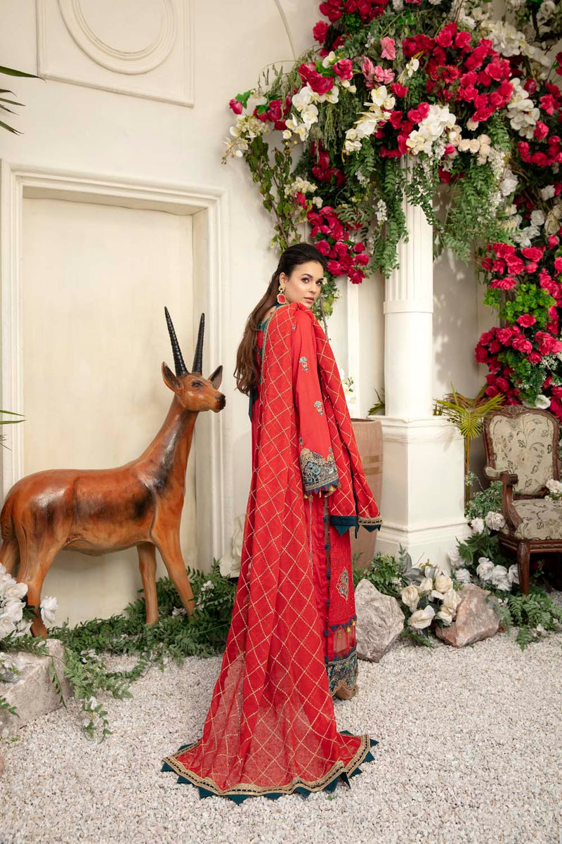 Crimson - Schiffli Embroidered Lawn (3PC)