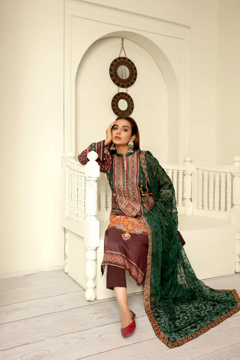 Fiercely - Digital Printed & Embroidered Lawn