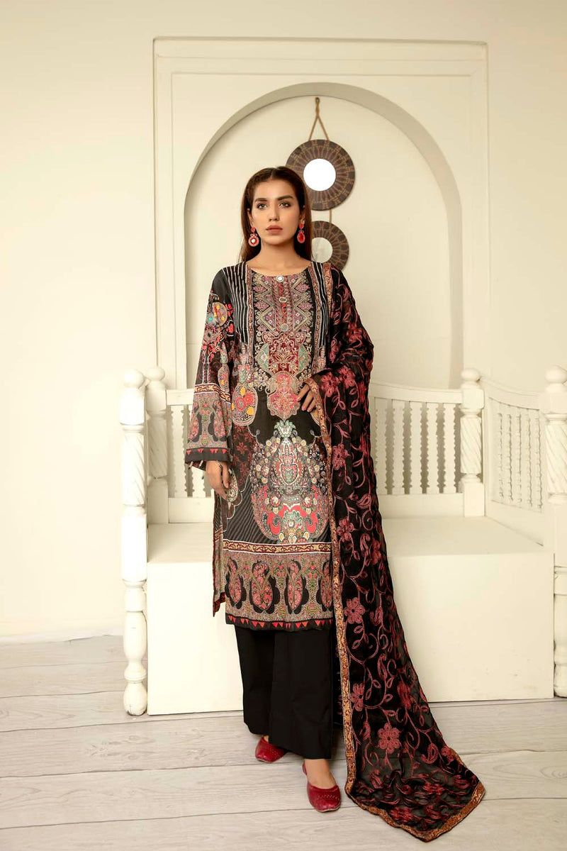 Setter - Digital Printed & Embroidered Lawn
