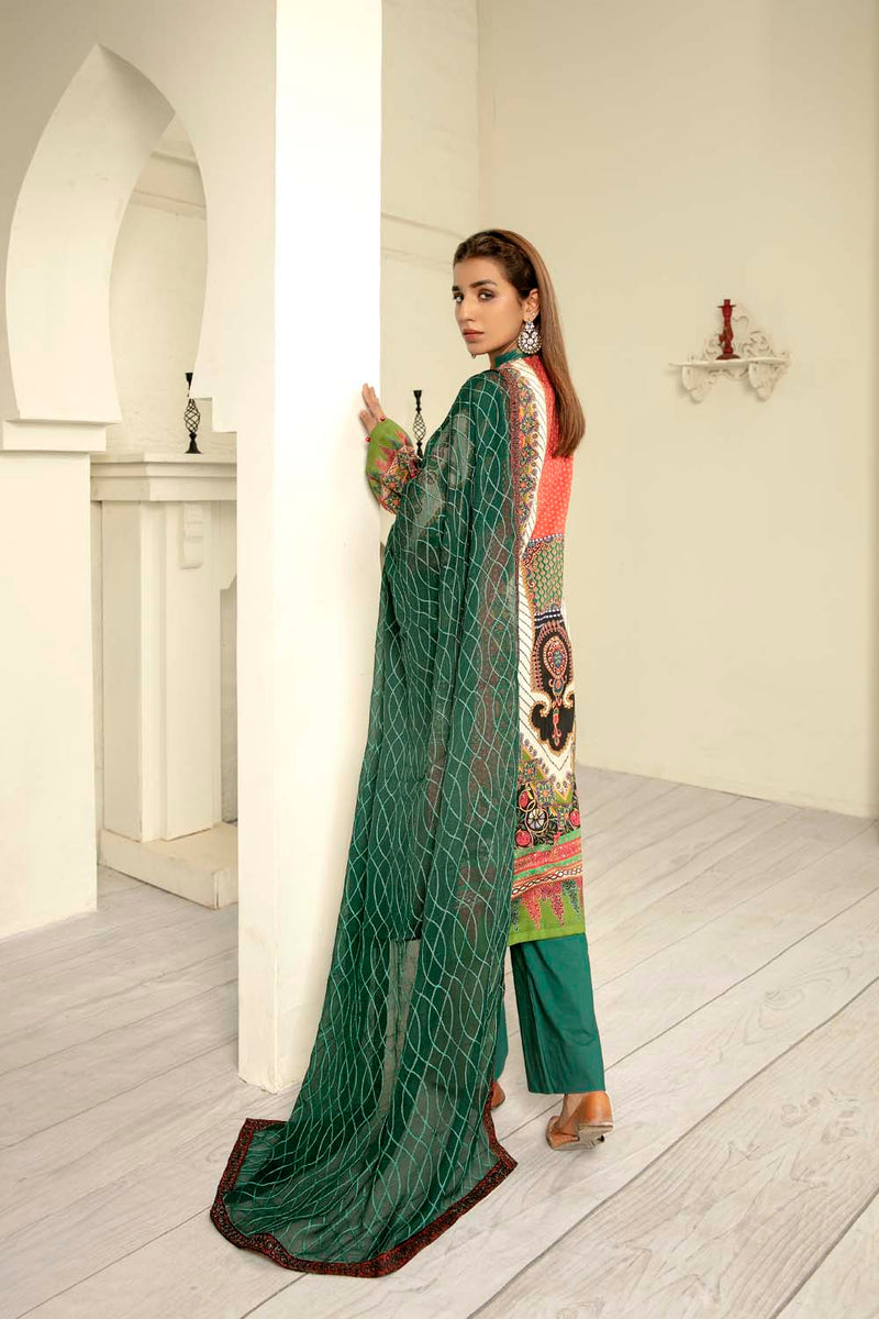 Malachite - Digital Printed & Embroidered Lawn