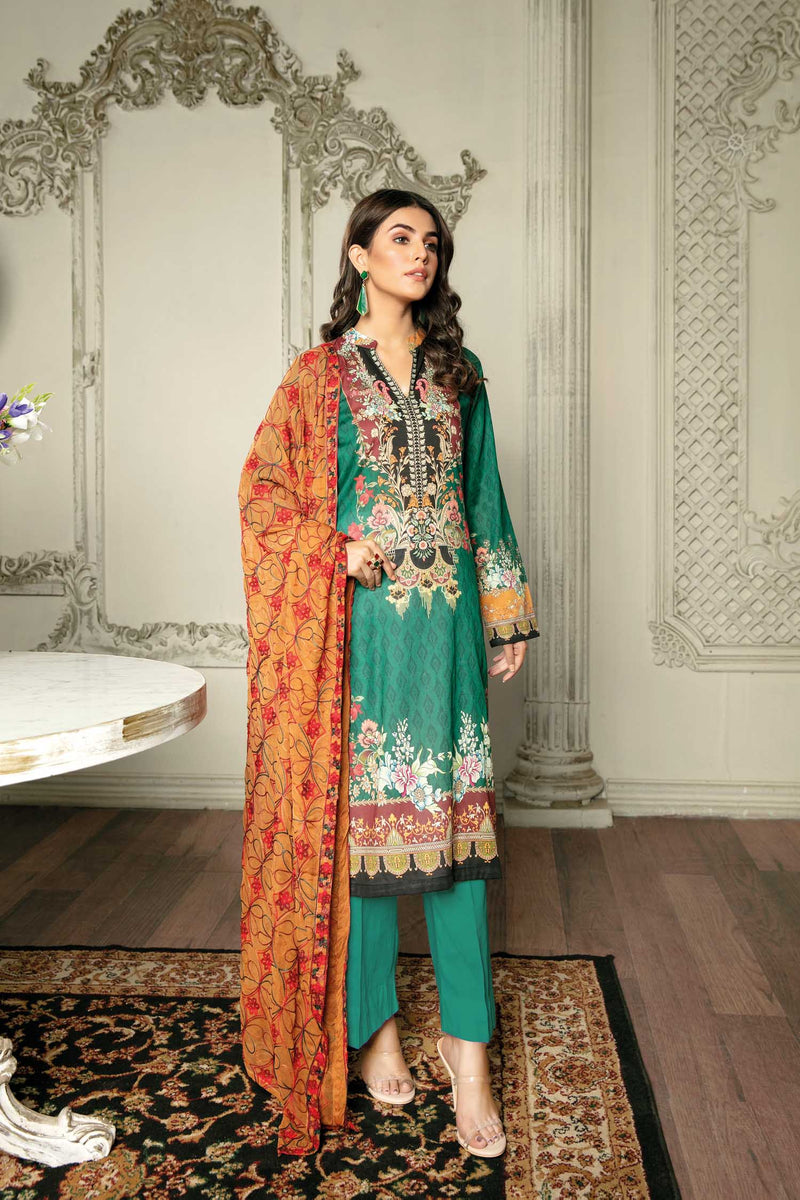 Field Glance  - Digital Printed & Embroidered Lawn 3PC