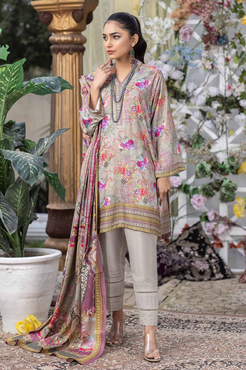 Pink Field - Stitched Digital Printed Linen 3PC