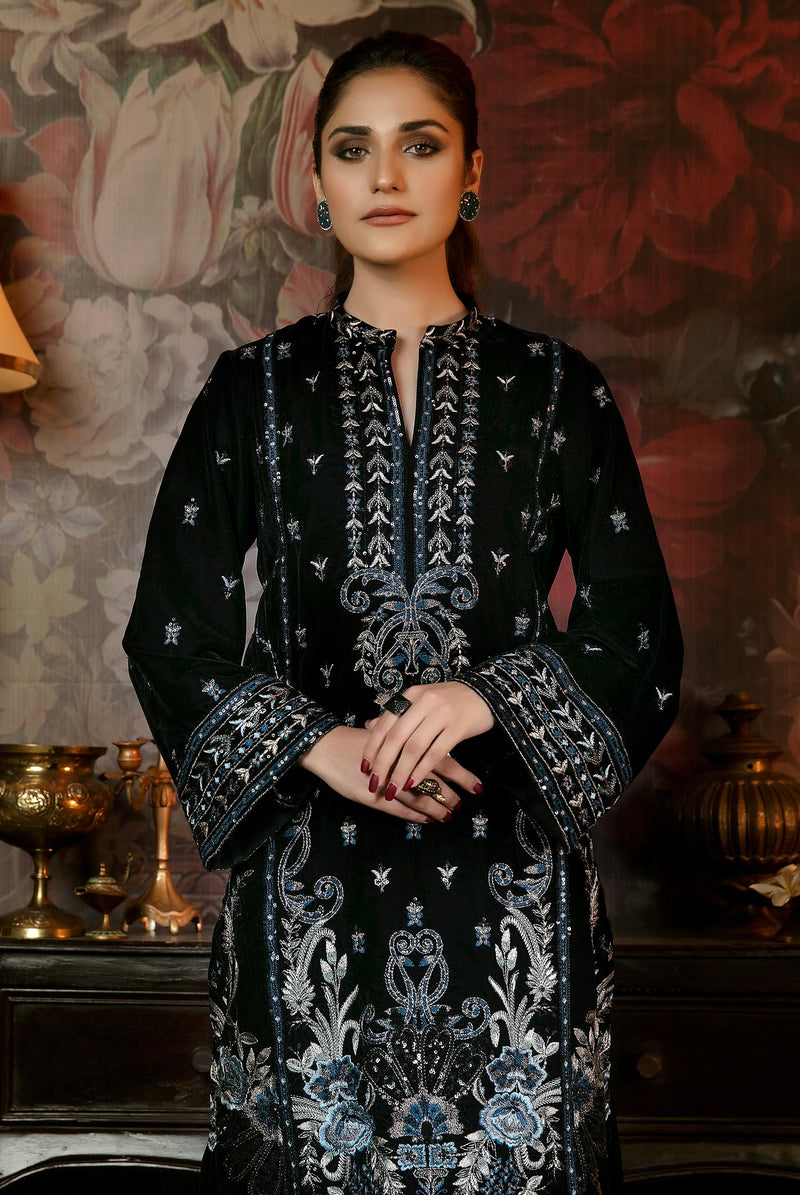 Ague - Embroidered Velvet 2PC Stitched
