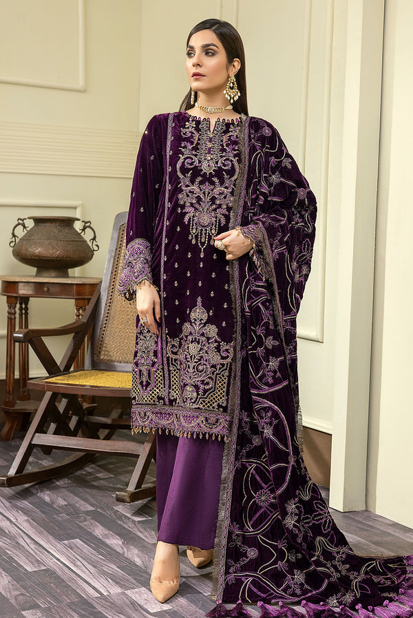 Anemone - Embroidered Velvet 3PC