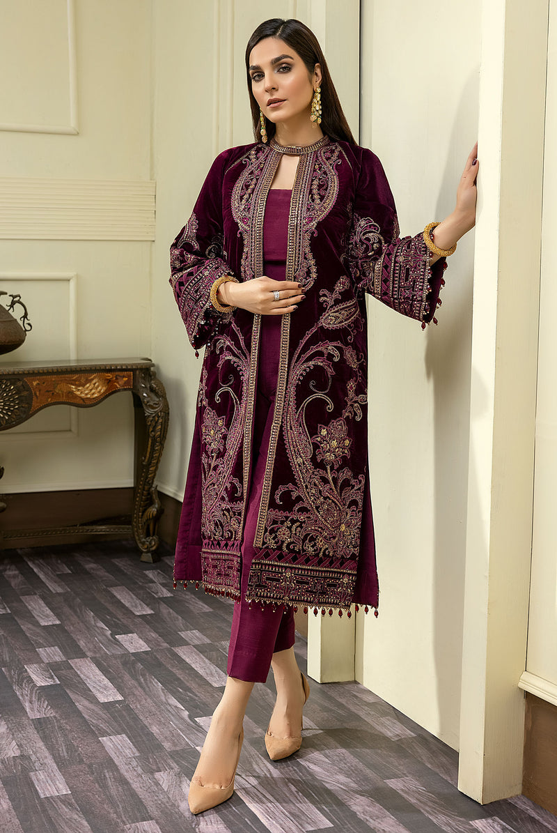 Scabiosa-B - Embroidered Velvet 3PC
