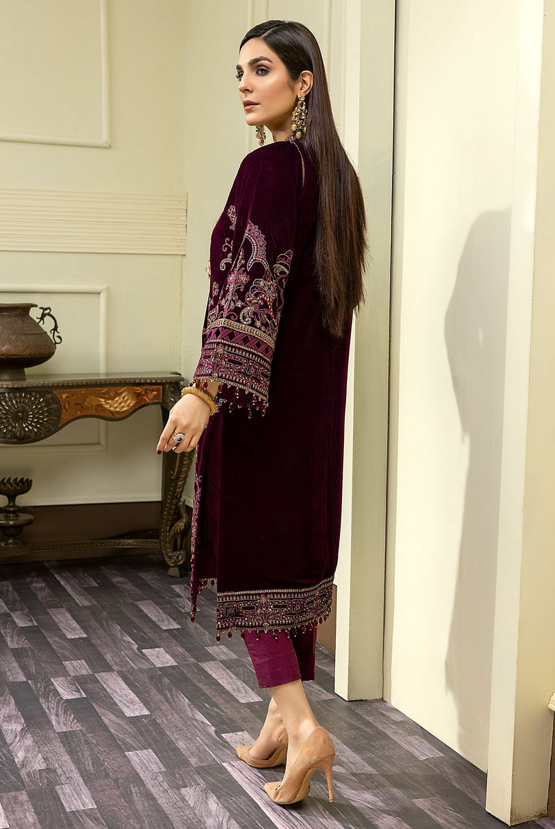 Scabiosa-B - Embroidered Velvet 3PC