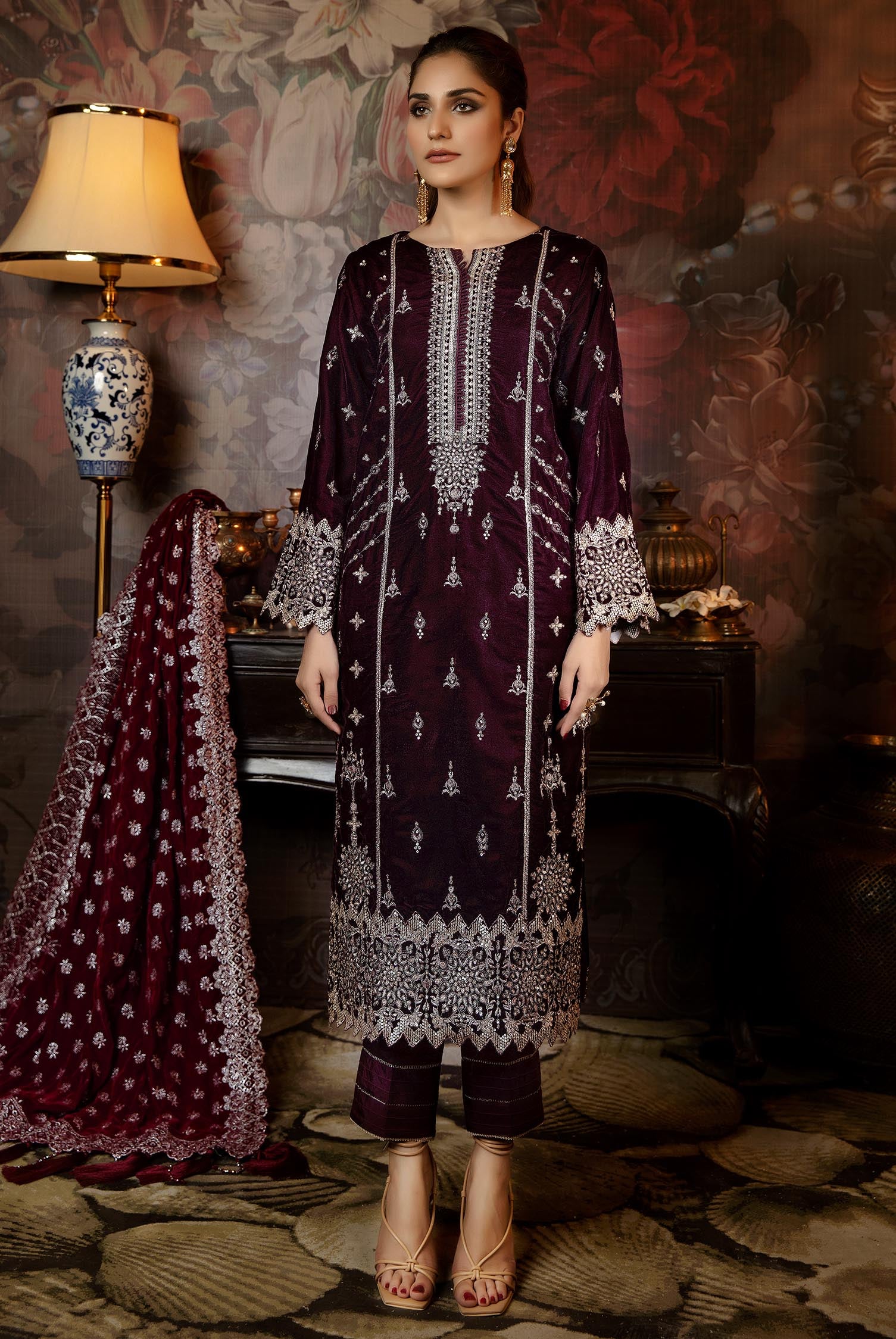 Xylia - Embroidered Velvet 2PC Stitched