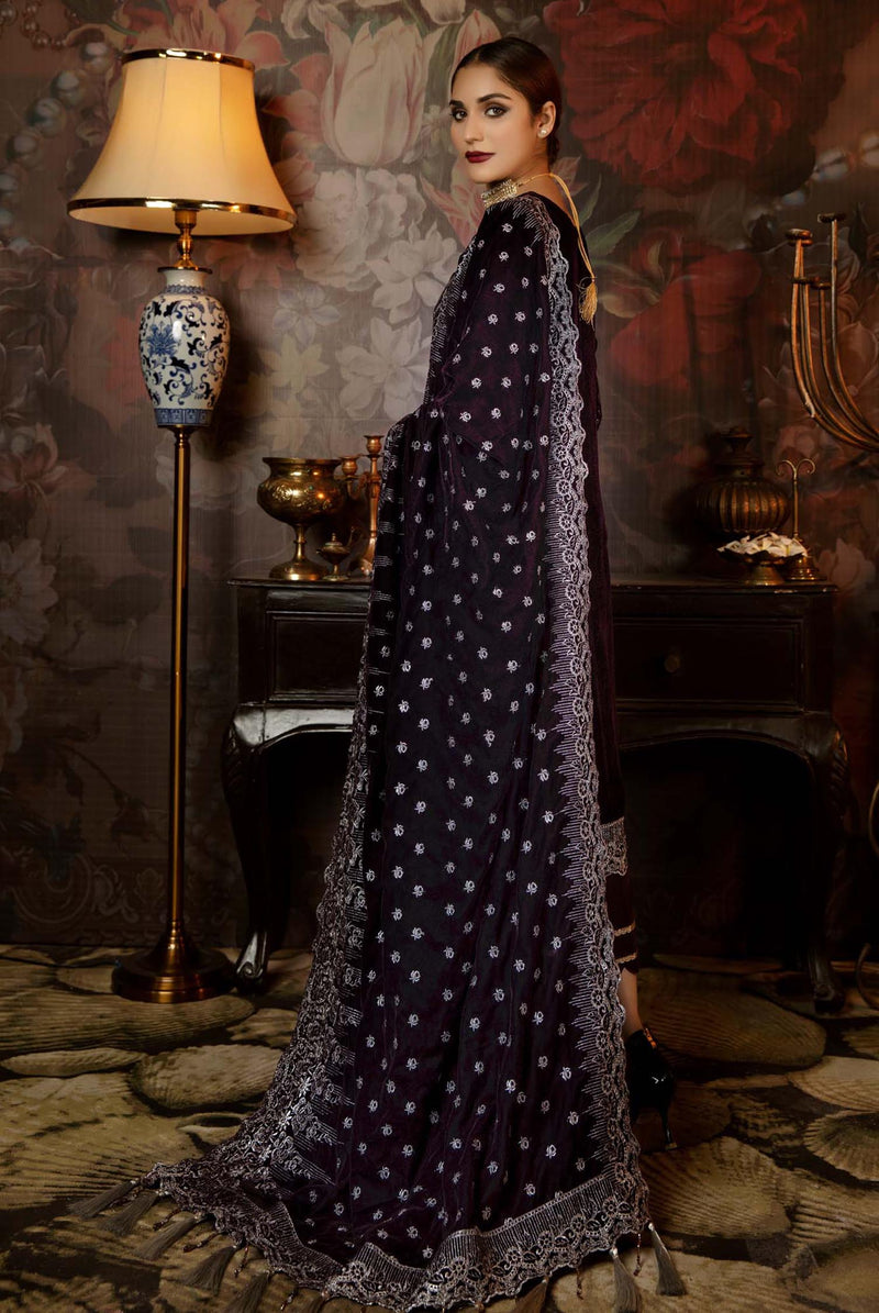 Hazel Rich - Embroidered Velvet 3 Piece unstitch