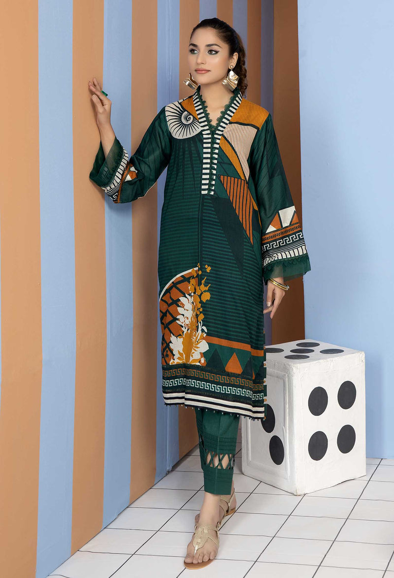 Green Tone - Unstitch Lawn Kurti