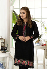 Clay Black - Embroidered Stitch Chikankari Shirt