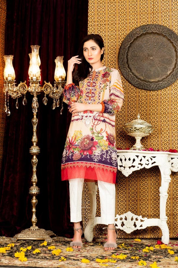 Alabaster - Digital Embroidered Stitched Lawn Kurti