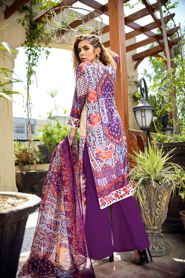 Banded Opal - Printed and Embroidered Lawn