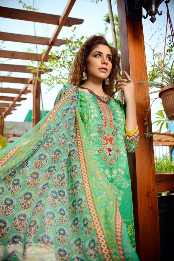 Cyanite - Printed and Embroidered Lawn