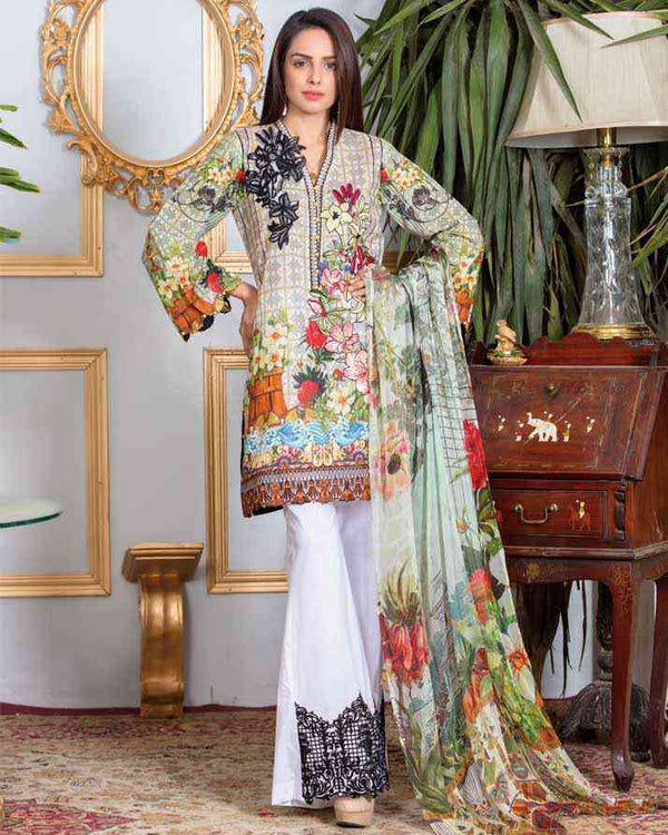 ASH WHITE (Lawn - 3 Piece)